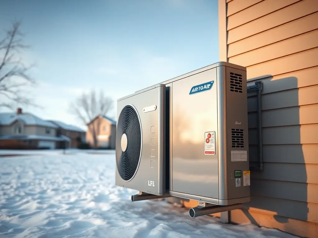 A modern heat pump system installed on the side of a house, representing the heat pump systems service.